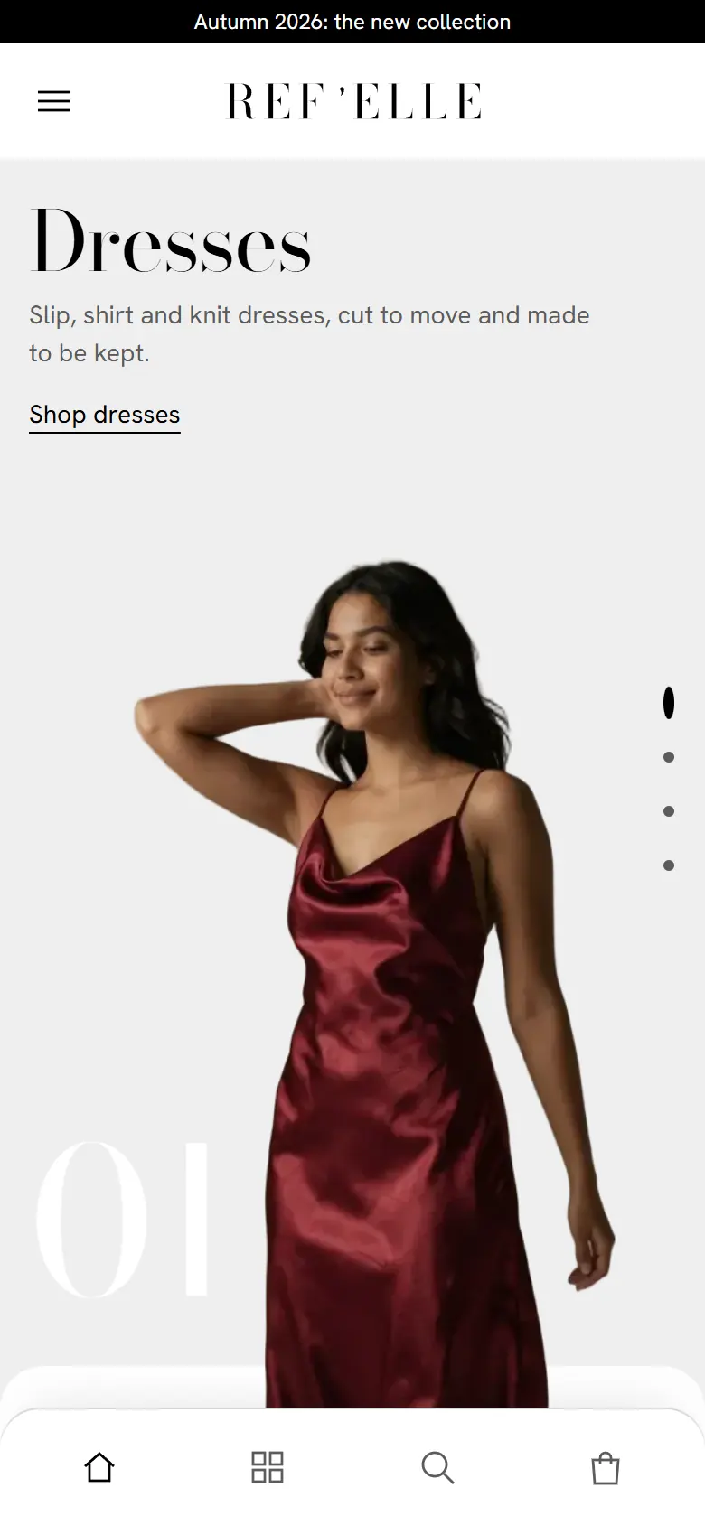 The REF'ELLE website on a phone